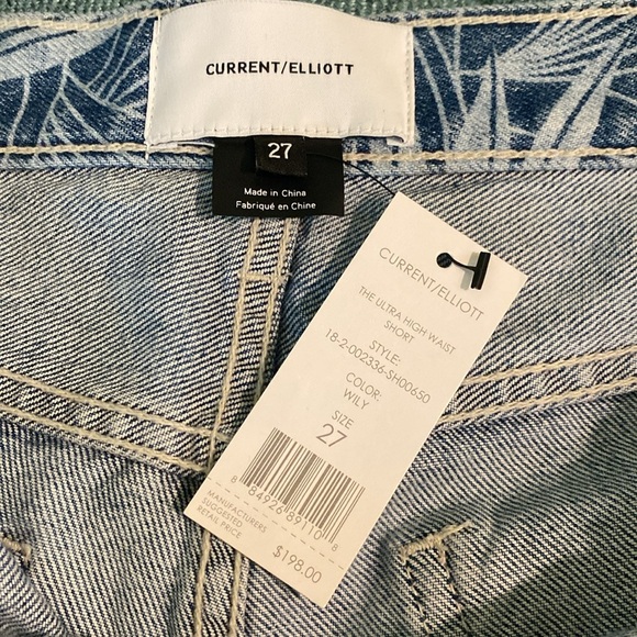 NWT CURRENT ELLIOTT ULTRA HIGH WAIST DENIM TROPICAL SHORTS SZ 27 WILEY PALM - Picture 3 of 9